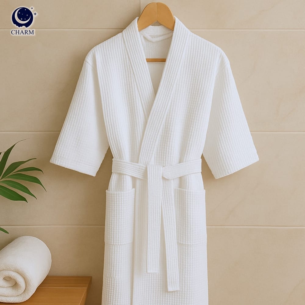 CHARM เสื้อคลุมอาบน้ำ ผ้าคอตตอนรังผึ้ง WAFFLE ฟรีไซซ์ (HOTEL BATHROBE)